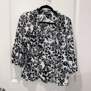Karl Lagerfeld Black and White Floral Blouse